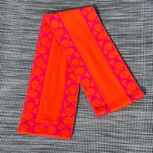 Coach Merino Wool Vibrant Pink and Orange Wool Scarf Great Condition